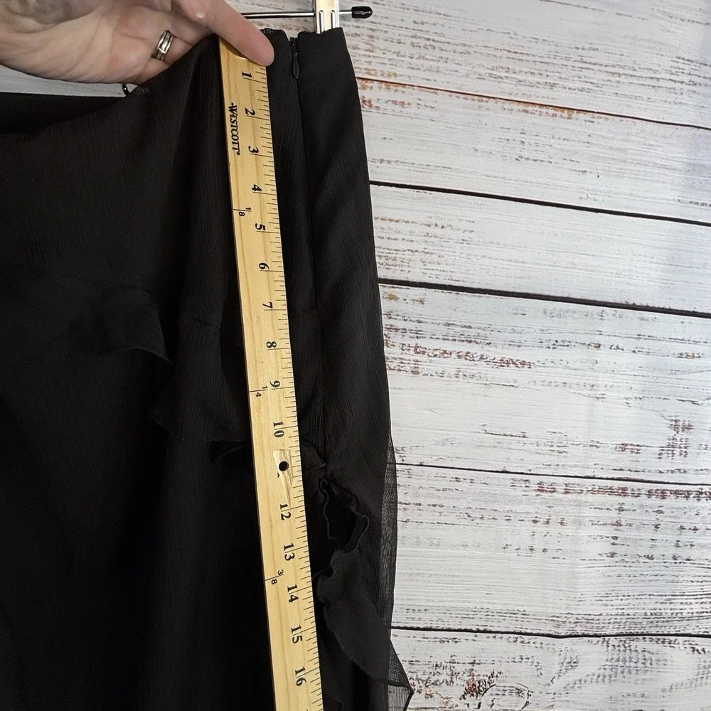 Future Collective Black Chiffon Skirt 8 Long Ruffled Witchy Whimsigoth Slit Sexy